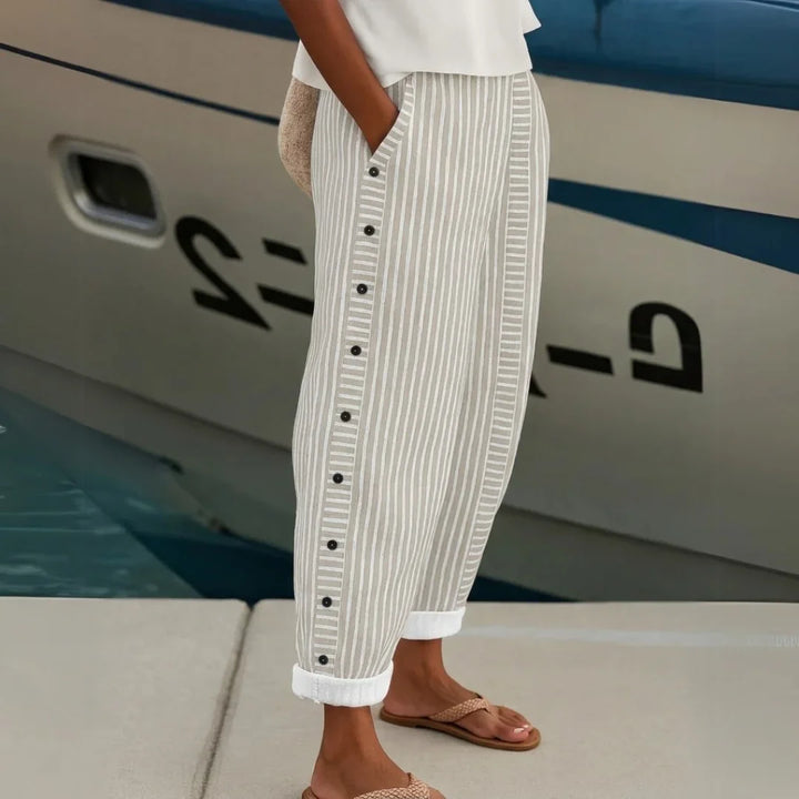 Caitlin™ Pantalón de Rayas con Botones