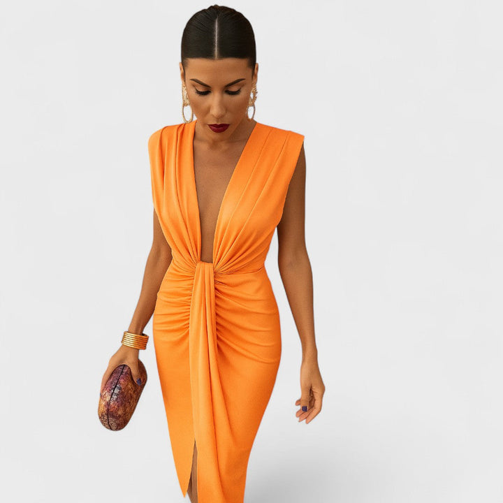 Vestido Júlia™ Escote Abierto Plisado