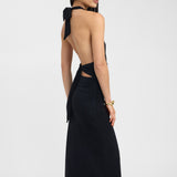 Vestido Largo de Fiesta con Cuello Abotonado