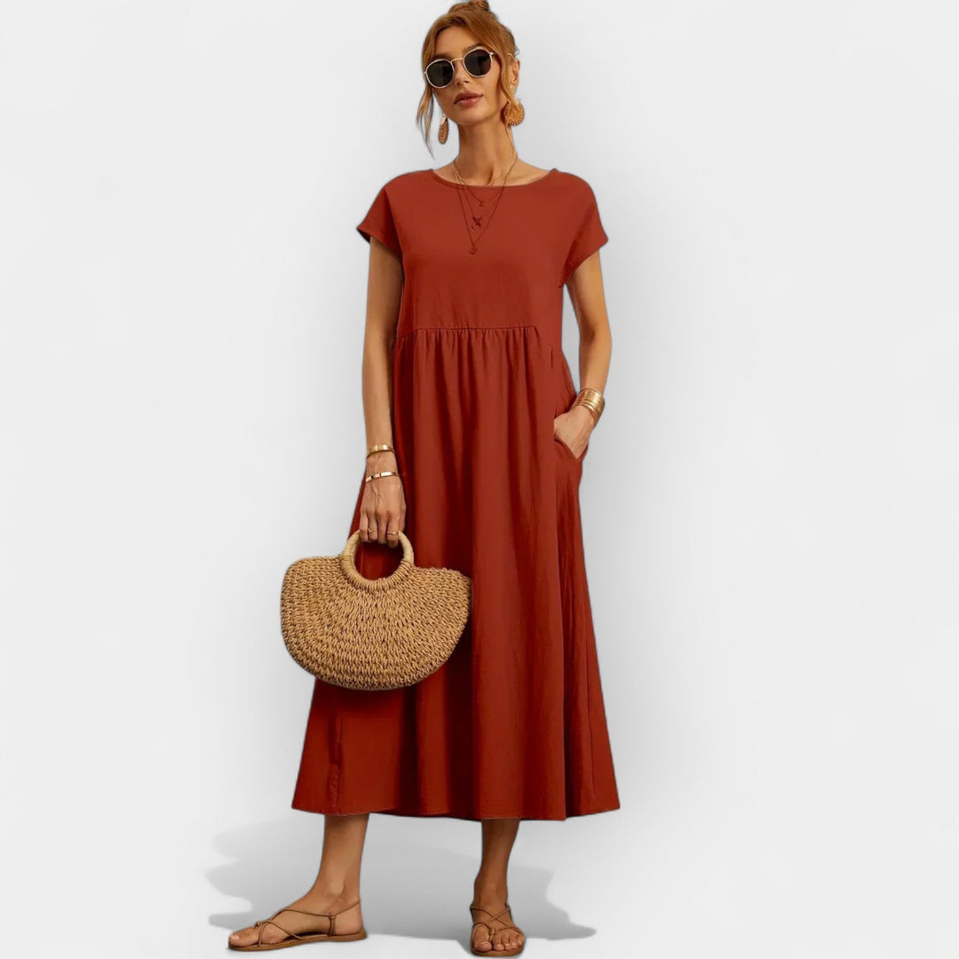 Lightweight Cotton Dress Featuring Convenient Pockets