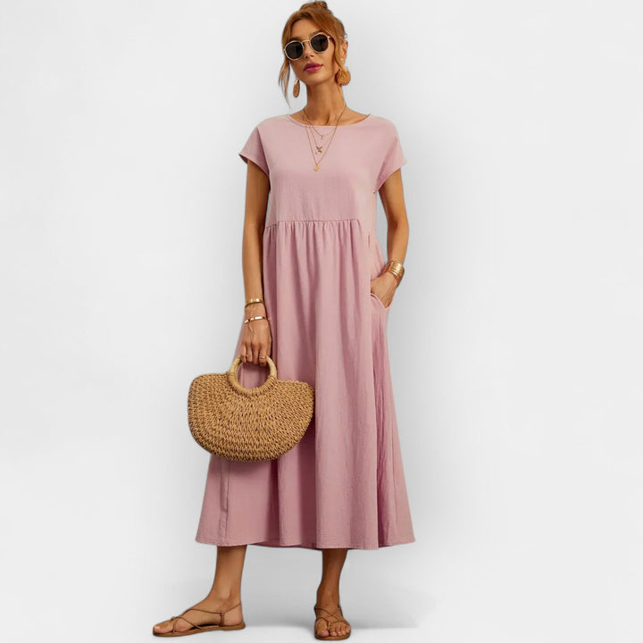 Lightweight Cotton Dress Featuring Convenient Pockets