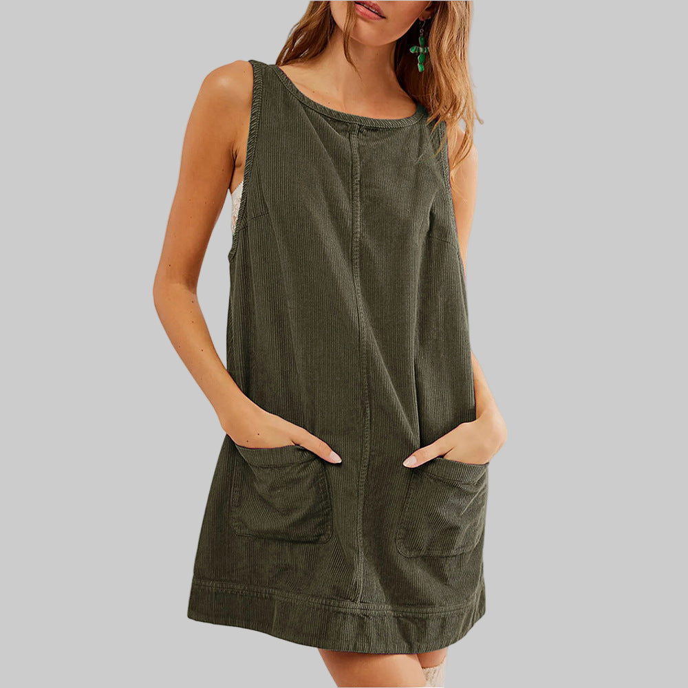 SADA™ - Stylish A-Line Mini Dress with Round Neck