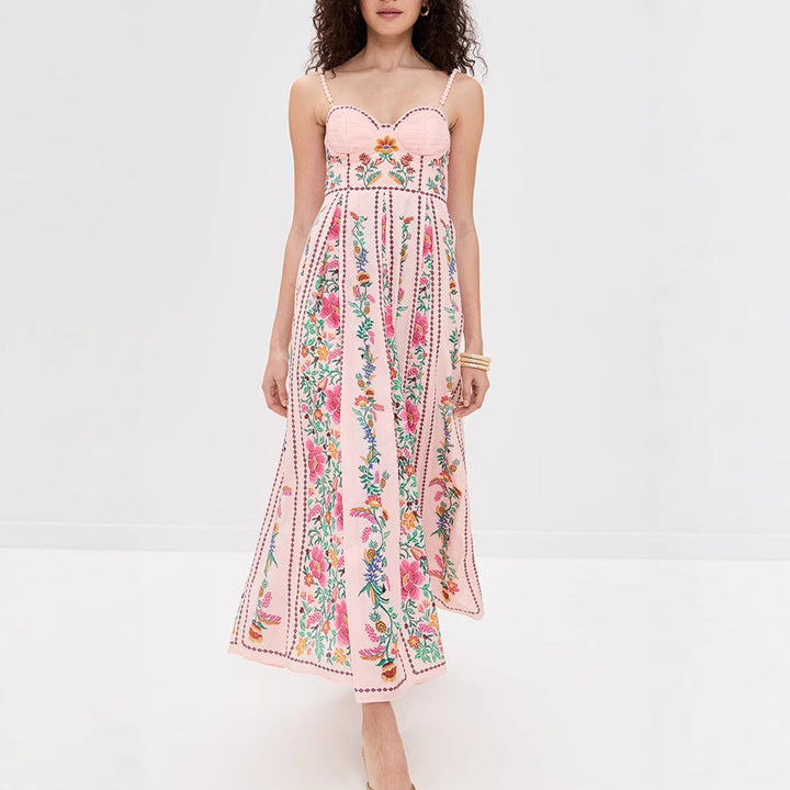 IDONNA™ – Elegant Sleeveless Floral Maxi Cami Dress for Summer