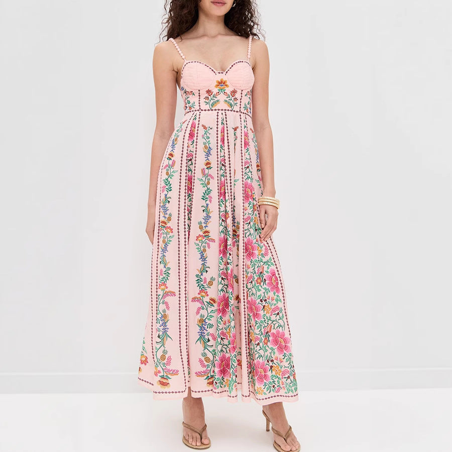 IDONNA™ – Elegant Sleeveless Floral Maxi Cami Dress for Summer