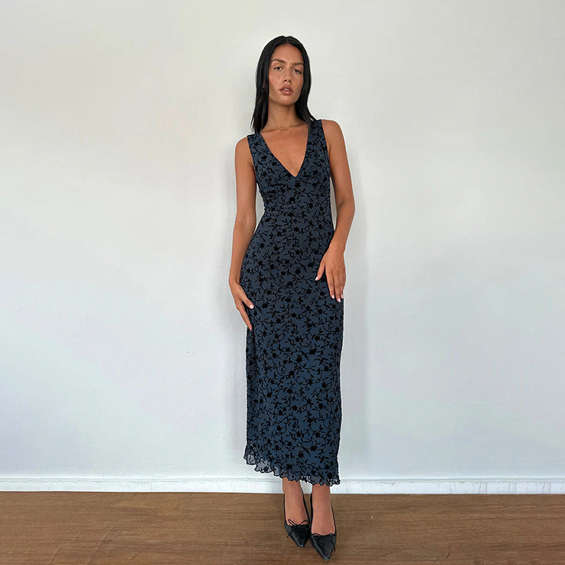 LARA™ - Elegant Floral V-Neck Sleeveless Maxi Dress