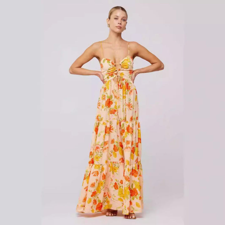 MARSHA™ - Stylish Sleeveless Summer Maxi Dress with Cross Tie Front