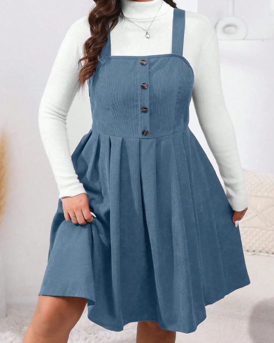 NADELEINE™ - Plus Size Sleeveless Mini Dress with Pleated A-Line Design