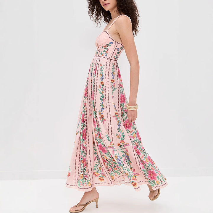 IDONNA™ – Elegant Sleeveless Floral Maxi Cami Dress for Summer