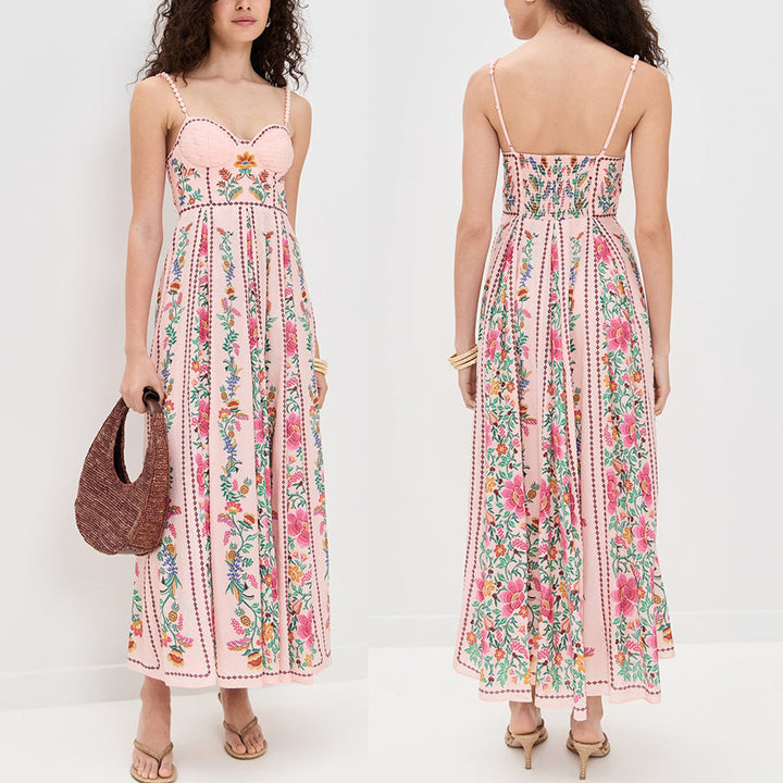 IDONNA™ – Elegant Sleeveless Floral Maxi Cami Dress for Summer