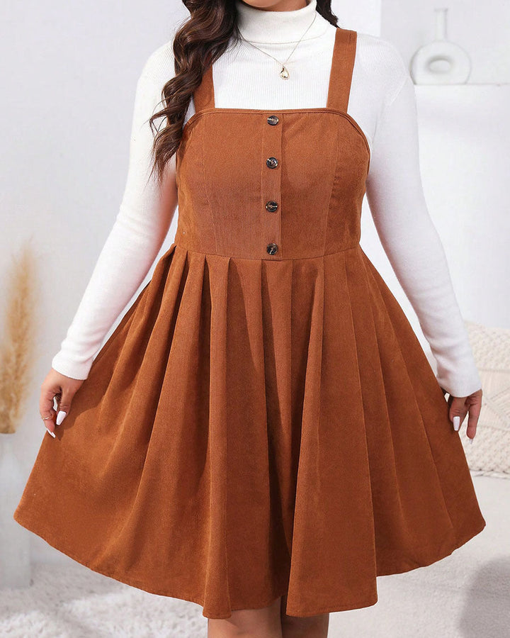 NADELEINE™ - Plus Size Sleeveless Mini Dress with Pleated A-Line Design
