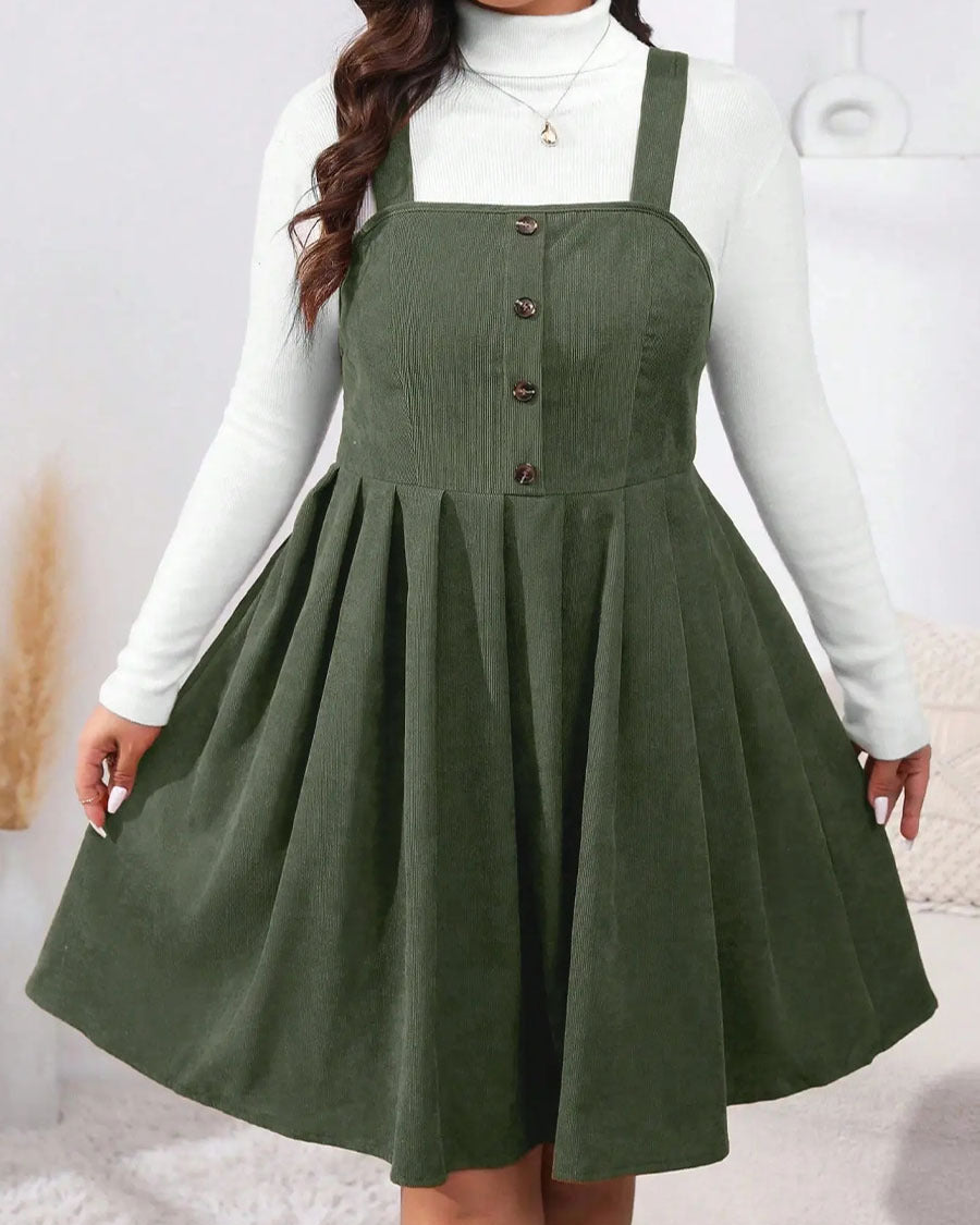 NADELEINE™ - Plus Size Sleeveless Mini Dress with Pleated A-Line Design