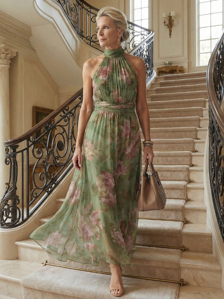 Dolores | Vestido Midi con Cuello Halter Fruncido