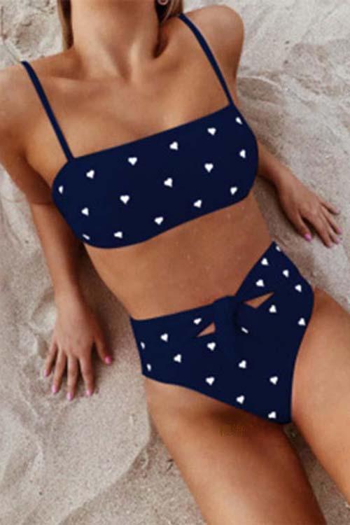 Bikini rosa con estampado de corazones para mujer