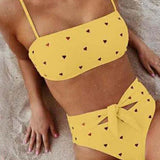 Conjunto de Bikini Romantiline Rosa con Estampado de Corazones