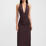 Vestido Largo de Fiesta con Cuello Abotonado