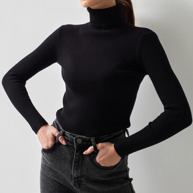 MAEVA™ - Textured Turtleneck Knit Sweater
