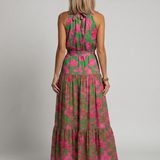 Clara | Vestido Midi con Cuello Halter Drapado