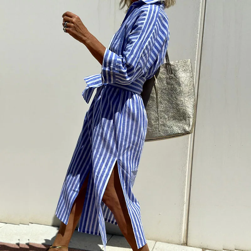 TRIXIE™ - Chic Striped Shirt Dress