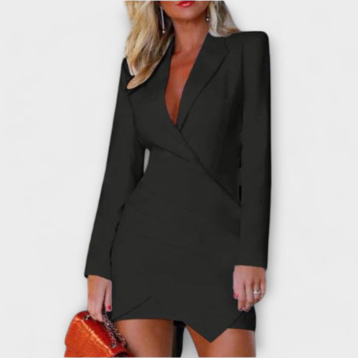 Gabriela - Chic Blazer Dress Featuring a Stylish Deep V-Neck