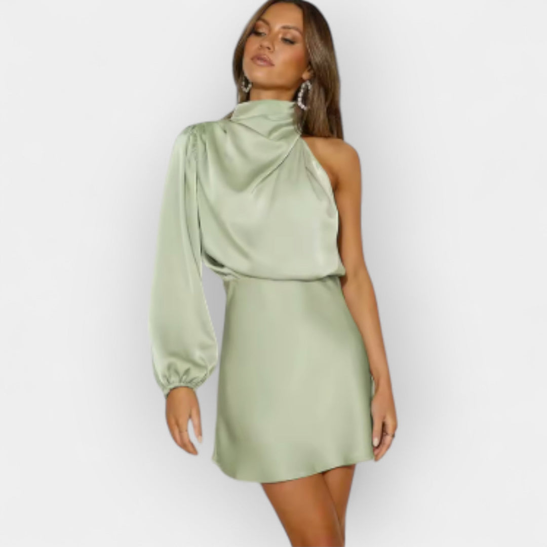 One-Shoulder Satin Dress