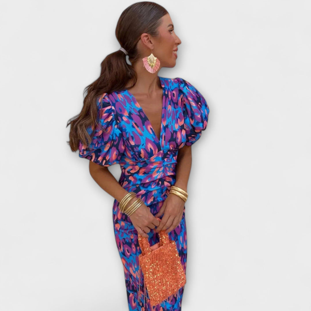 Vanessa - Chic V-Neck Elegance Dress