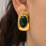 Pendientes Ovalados Vintage de Ópalo Verde
