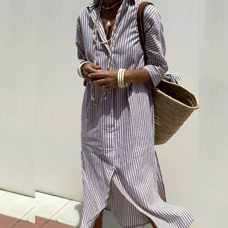 TRIXIE™ - Chic Striped Shirt Dress