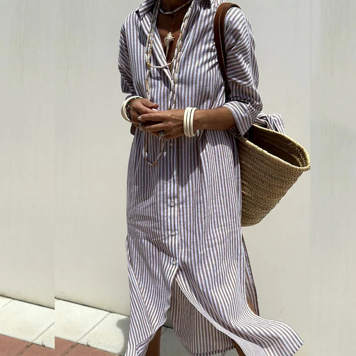 TRIXIE™ - Chic Striped Shirt Dress