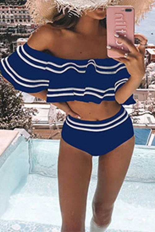 Conjunto de Bikini sin Mangas con Volantes – Elegancia Veraniega