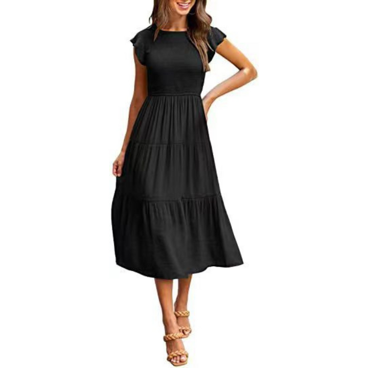 KRISELLE™ - Chic Midi Dress with Elegant Flutter Sleeves