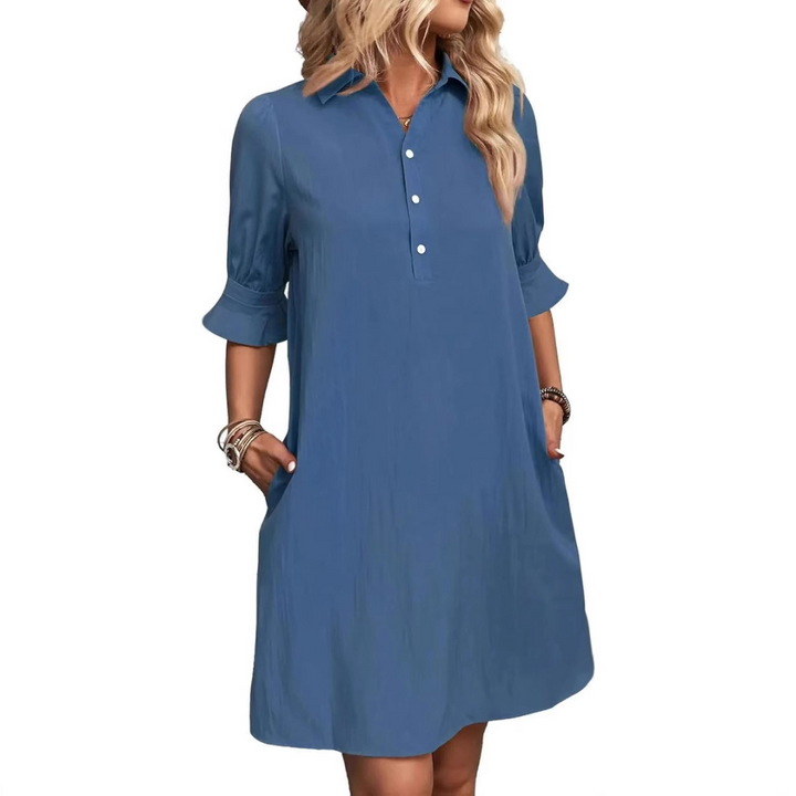 FRANCHESCA™ - Relaxed Button-Up Shirt Dress