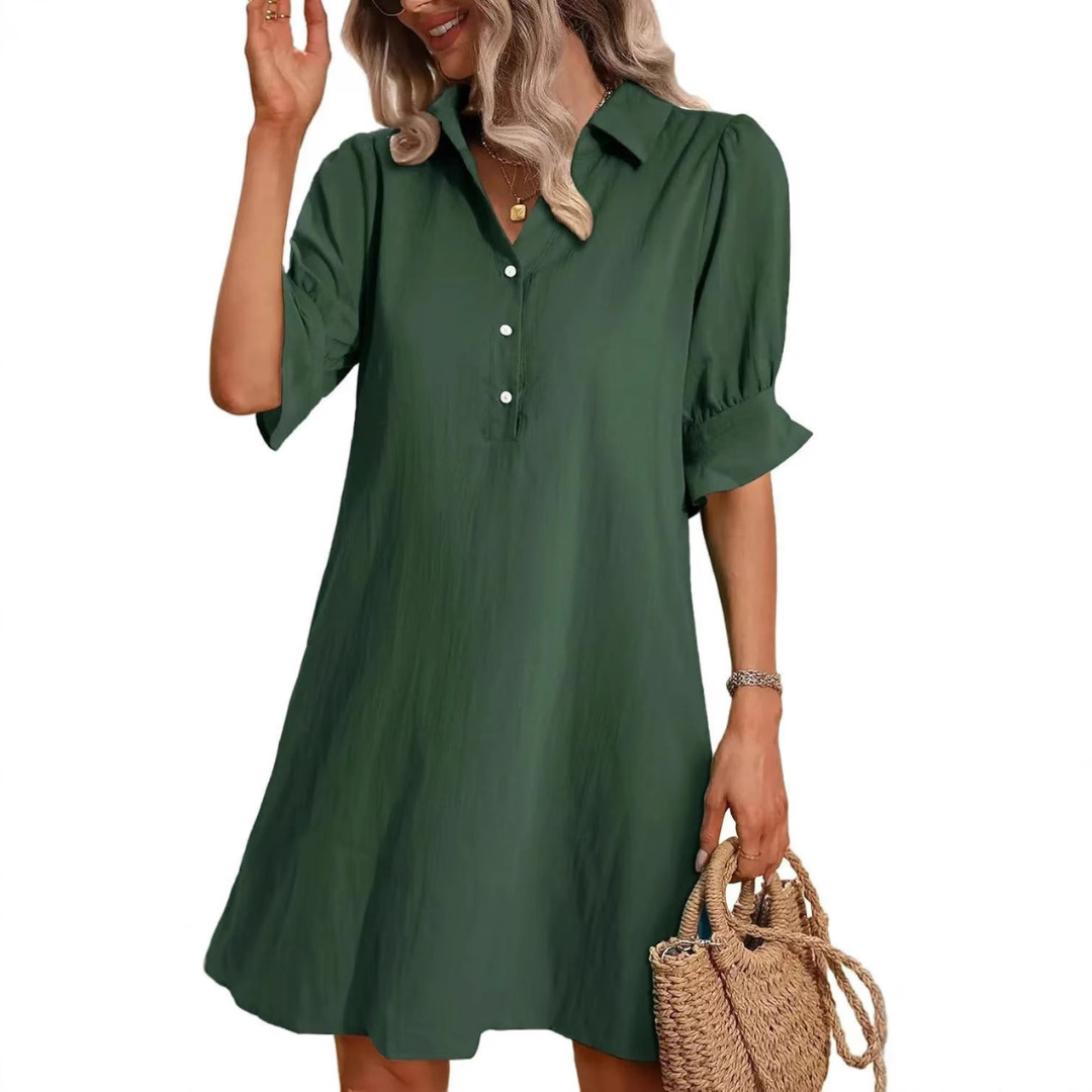 FRANCHESCA™ - Relaxed Button-Up Shirt Dress