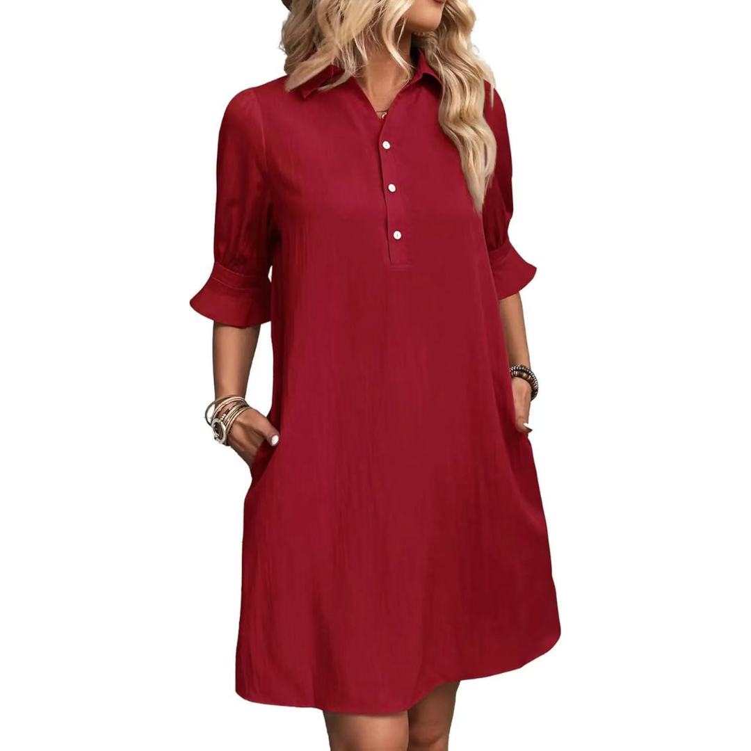 FRANCHESCA™ - Relaxed Button-Up Shirt Dress