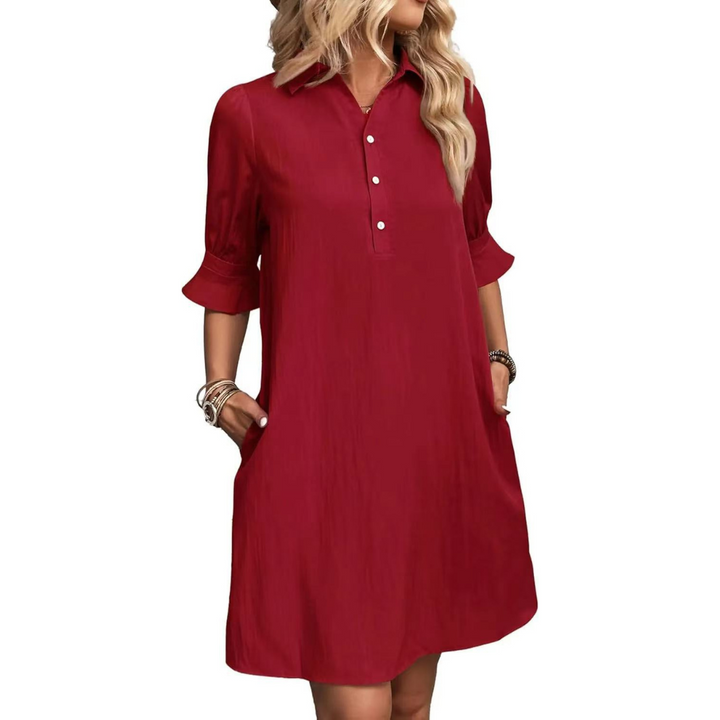 FRANCHESCA™ - Relaxed Button-Up Shirt Dress