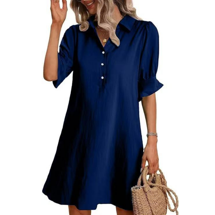 FRANCHESCA™ - Relaxed Button-Up Shirt Dress