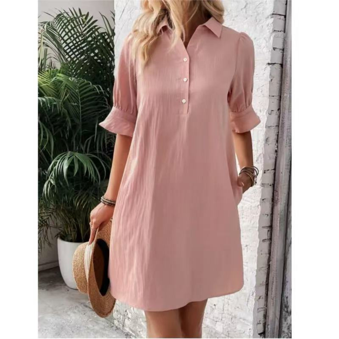 FRANCHESCA™ - Relaxed Button-Up Shirt Dress