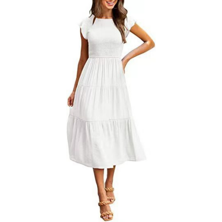 KRISELLE™ - Chic Midi Dress with Elegant Flutter Sleeves