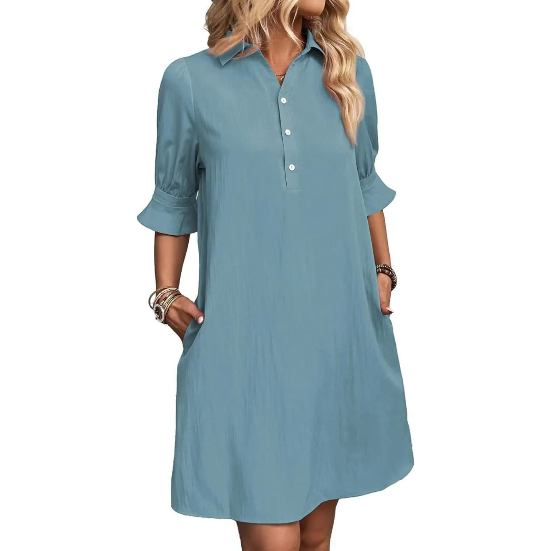 FRANCHESCA™ - Relaxed Button-Up Shirt Dress