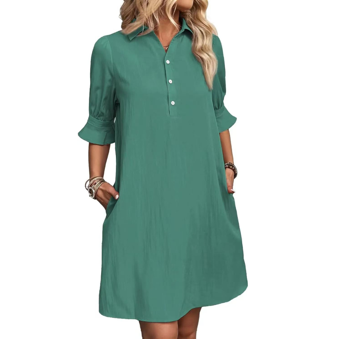 FRANCHESCA™ - Relaxed Button-Up Shirt Dress