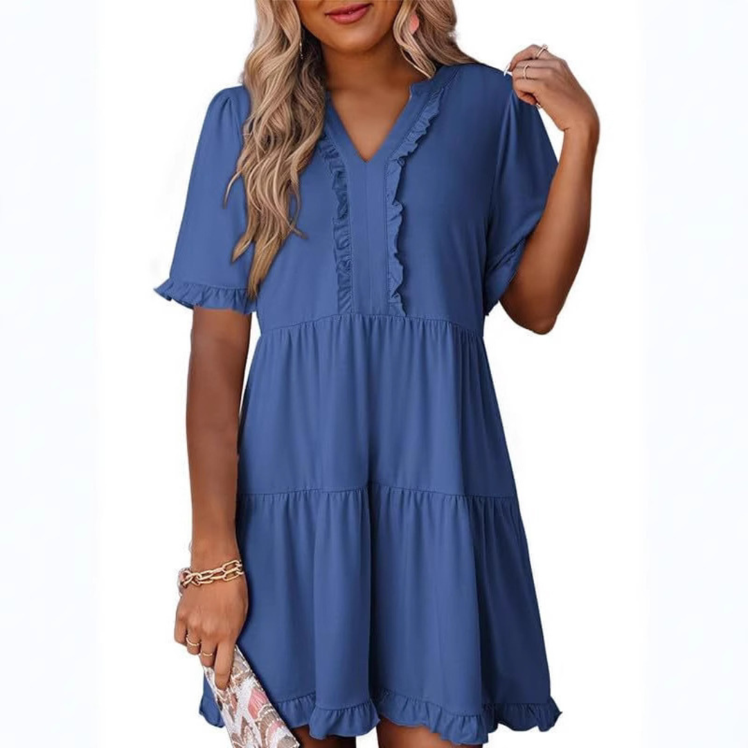 SHAILA™ - Relaxed V-Neck Mini Dress