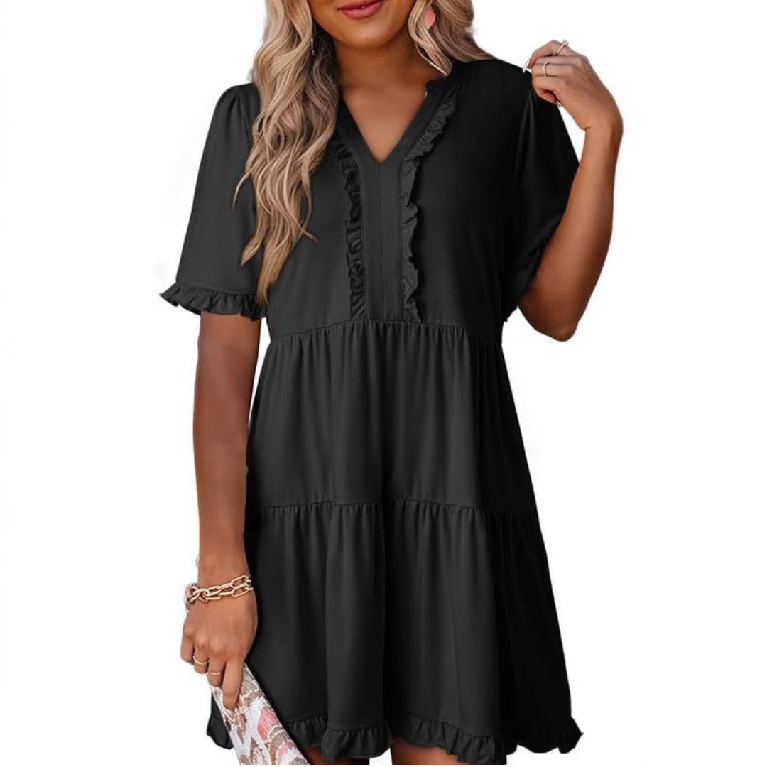 SHAILA™ - Relaxed V-Neck Mini Dress