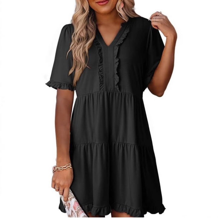 SHAILA™ - Relaxed V-Neck Mini Dress