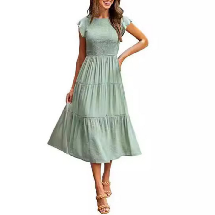 KRISELLE™ - Chic Midi Dress with Elegant Flutter Sleeves