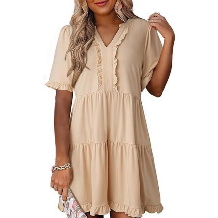 SHAILA™ - Relaxed V-Neck Mini Dress