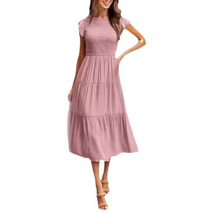 KRISELLE™ - Chic Midi Dress with Elegant Flutter Sleeves