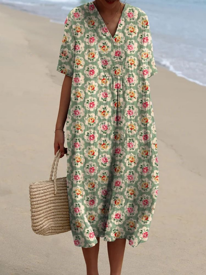 Vestido Vintage Floral Flowy Casual para Mujeres