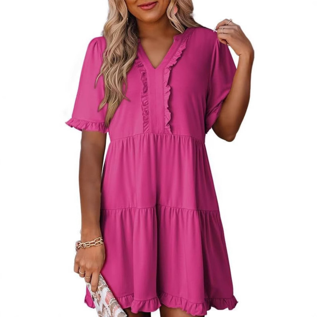 SHAILA™ - Relaxed V-Neck Mini Dress
