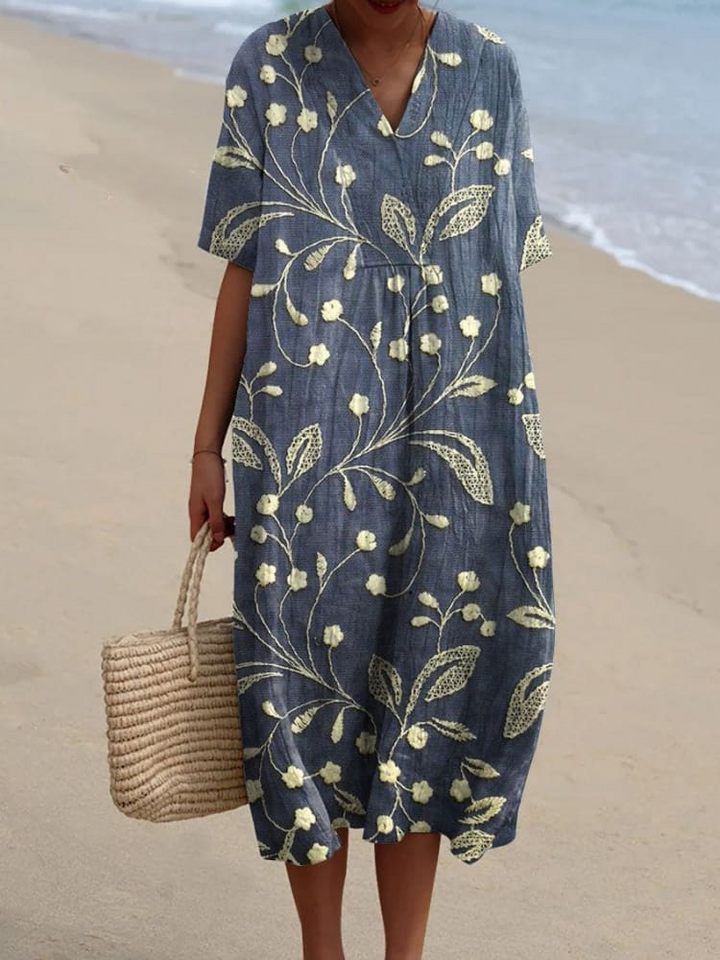 Vestido Casual Flowy con Estampado Floral Vintage para Mujeres