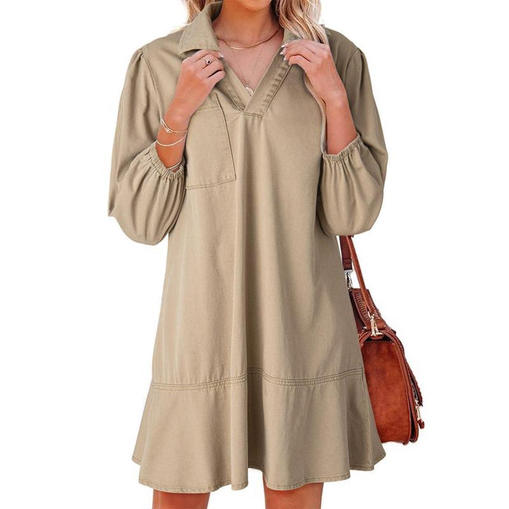 GEMMA™ – Timeless Soft Washed Denim Dress with Puff Sleeves