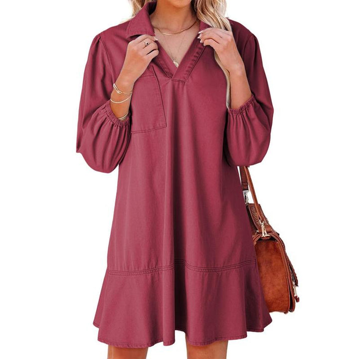 GEMMA™ – Timeless Soft Washed Denim Dress with Puff Sleeves